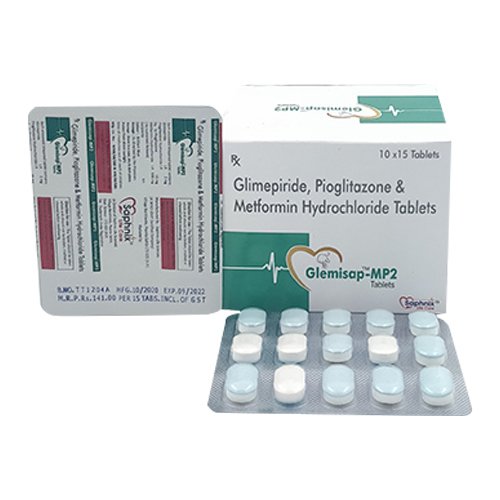 Glimepiride 2 Mg, Pioglitazone 15 Mg and Metformin Hydrochloride 500 Mg Tablets